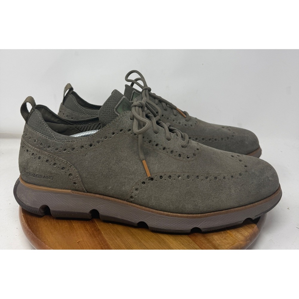 Cole Haan Zerogrand Stitchlite Wingtip Oxford Mens 13 Olive Green Suede C38256